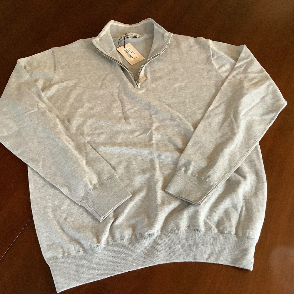 Peter Millar, Cotton/Silk Blend, Quarter Zip, Size M, Gray